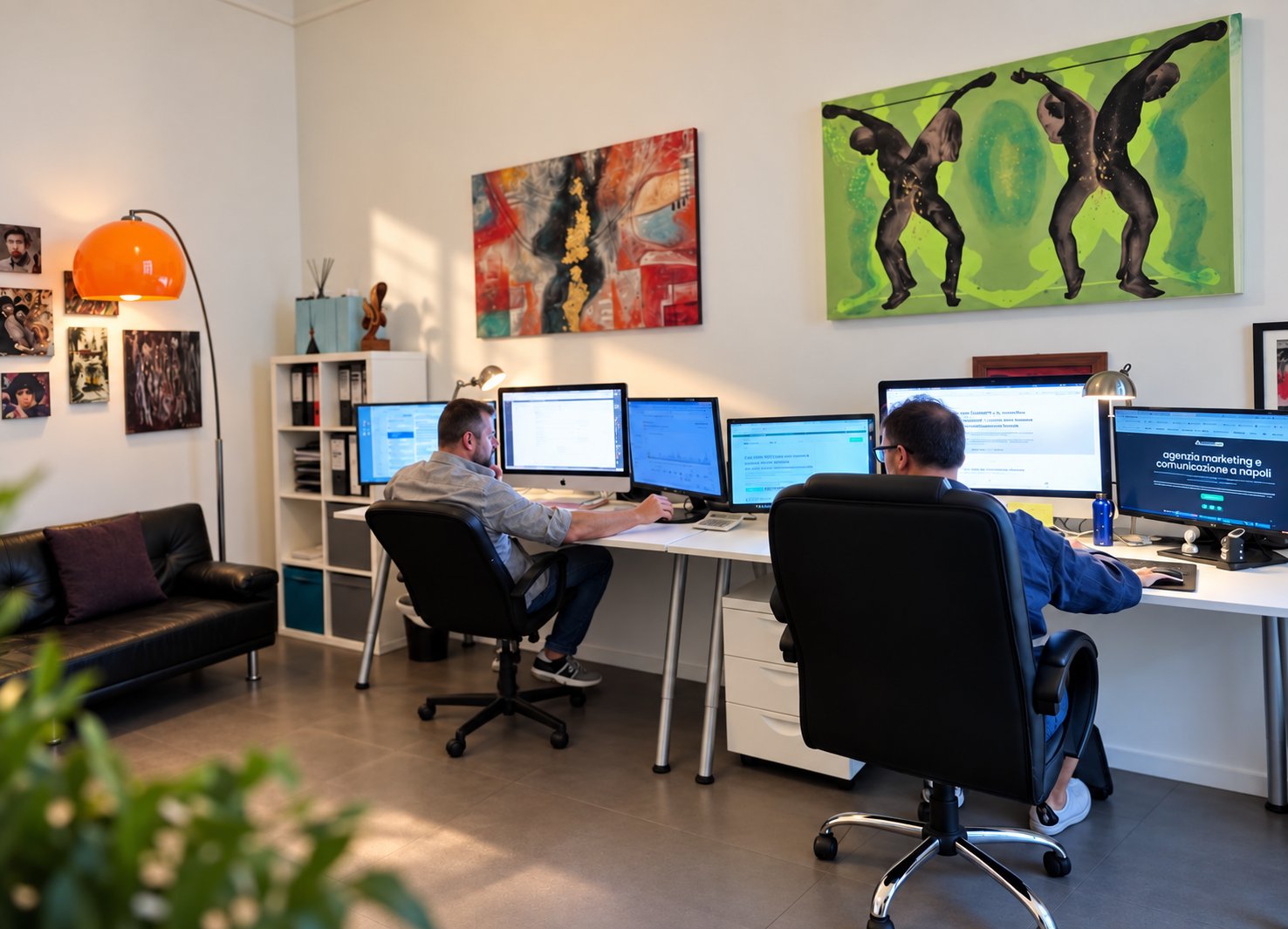Gianmarco e Massimo de Stefano al lavoro nell’ufficio di MF Soluzioni Digitali
